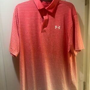 Under Armour Men's Striped Coral Polo Shirt XL